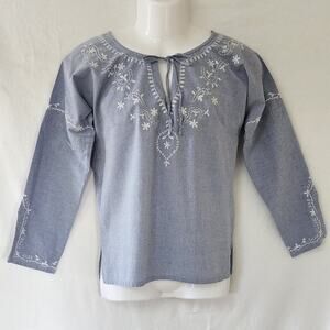 Vintage Ruff Hewn Light Blue Long sleeve Peasant Blouse Women's Size 4-6